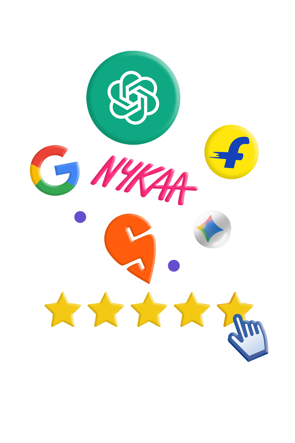 Top brand logos and 5-star ratings