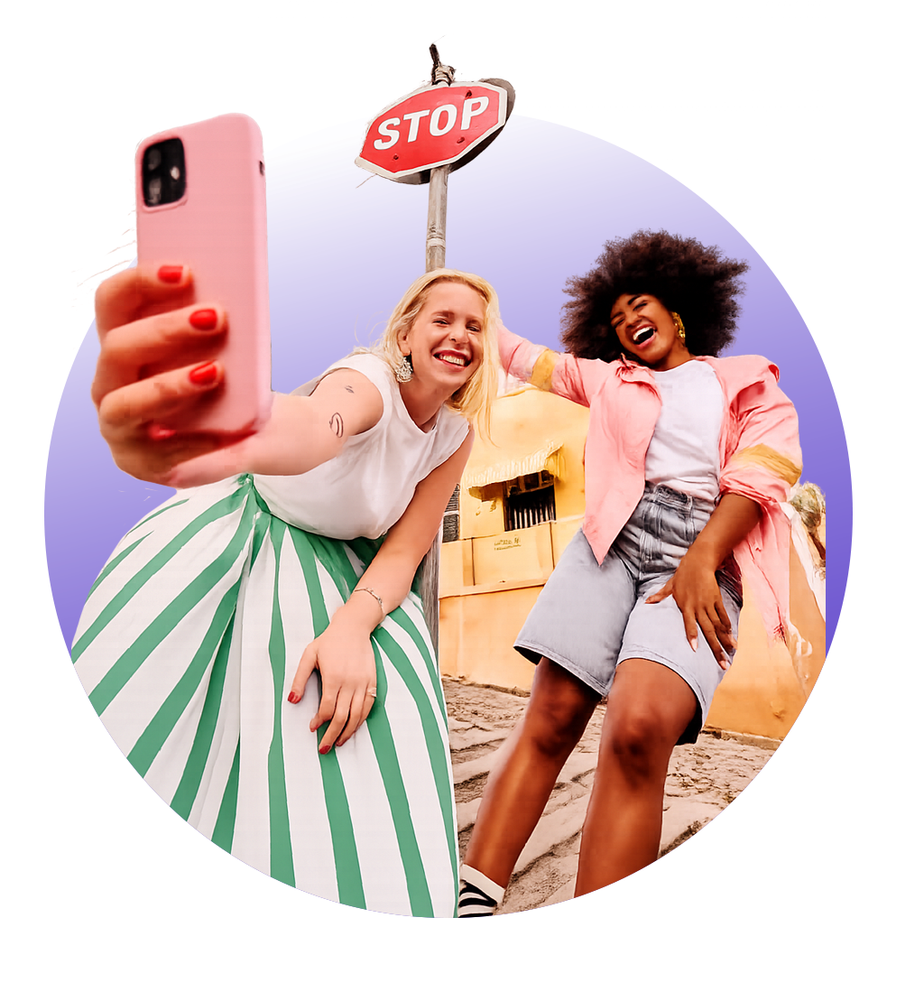 Two creators taking a selfie